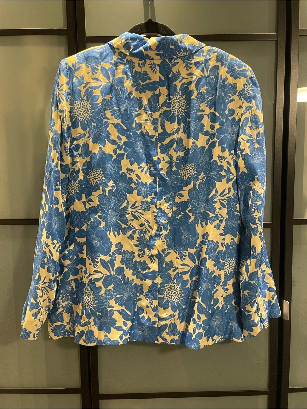 J. Crew Blue Floral Blazer on Cream